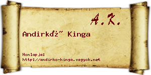 Andirkó Kinga névjegykártya