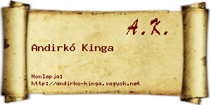 Andirkó Kinga névjegykártya